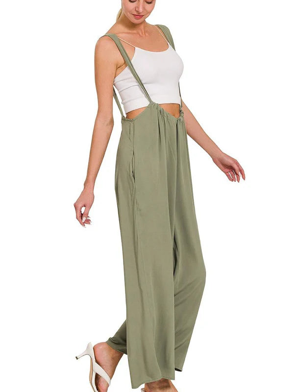 HerComfrt - Drawstring Dungarees Jumpsuit