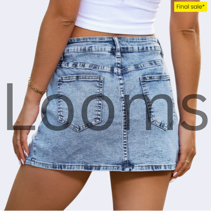Looms - Denim Stretchy Skirts (Built In Short)