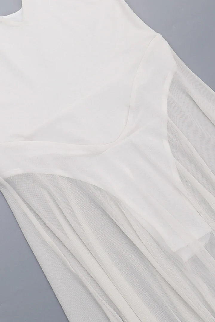 Deep V Neck Tull Cami Maxi Dress