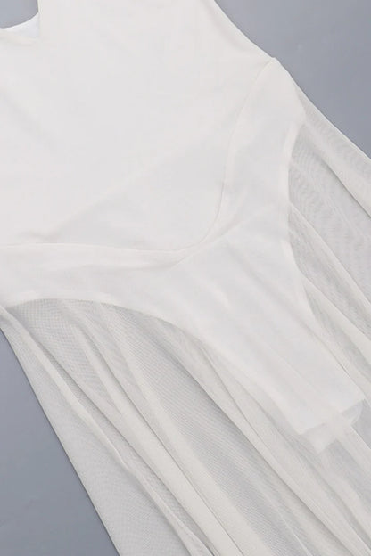 Deep V Neck Tull Cami Maxi Dress