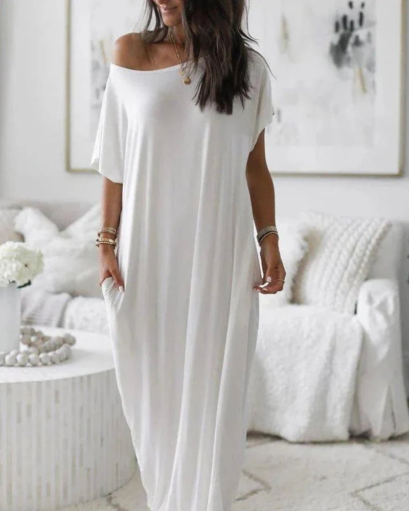 Off-Shoulder Batwing Maxi Lounge Dress