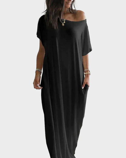 Off-Shoulder Batwing Maxi Lounge Dress