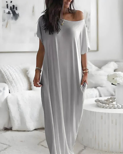 Off-Shoulder Batwing Maxi Lounge Dress