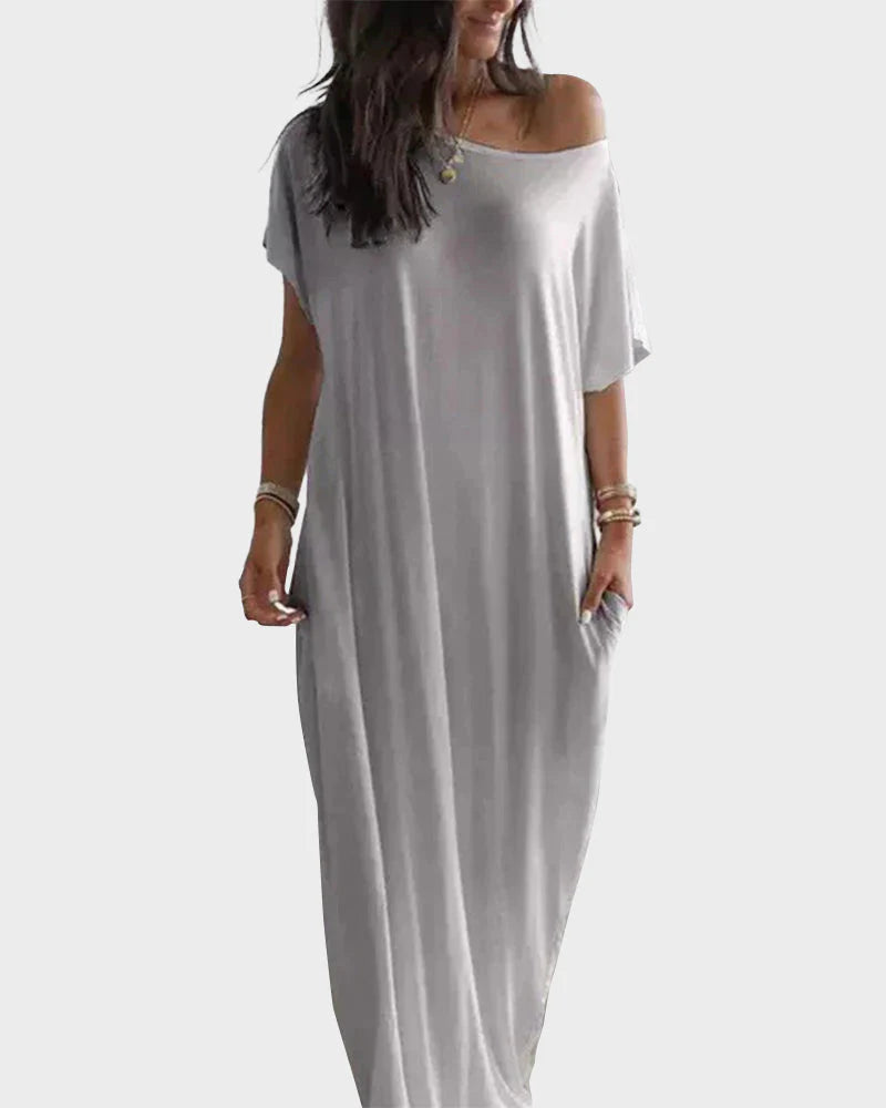 Off-Shoulder Batwing Maxi Lounge Dress