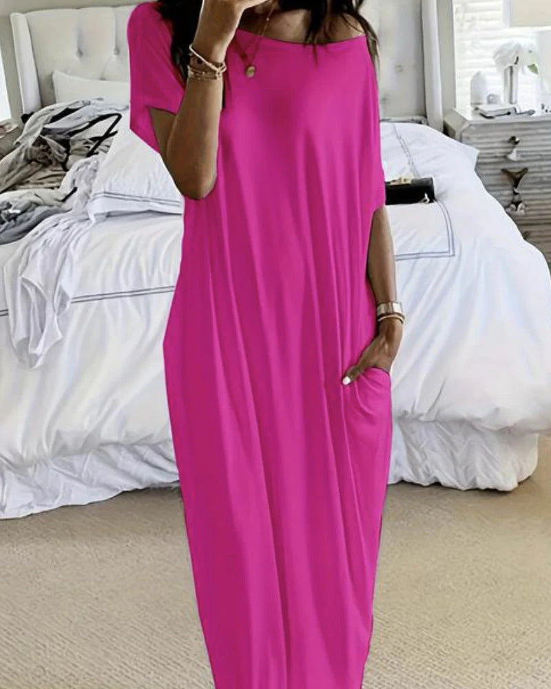 Off-Shoulder Batwing Maxi Lounge Dress