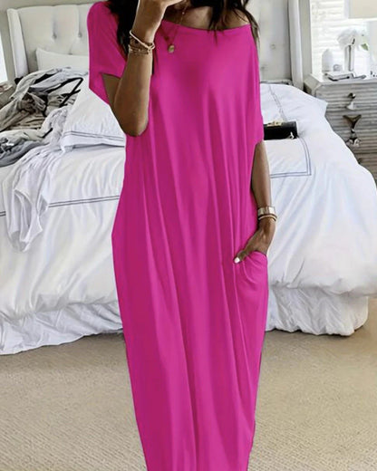 Off-Shoulder Batwing Maxi Lounge Dress